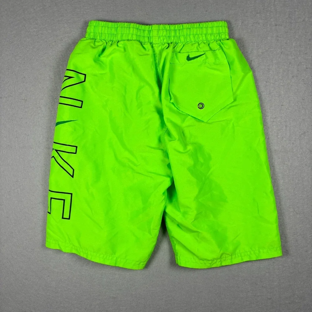 Nike Boys Swim Trunks Size L 12-13 Yrs Neon Green Volley Shorts Mesh Lined Beach
